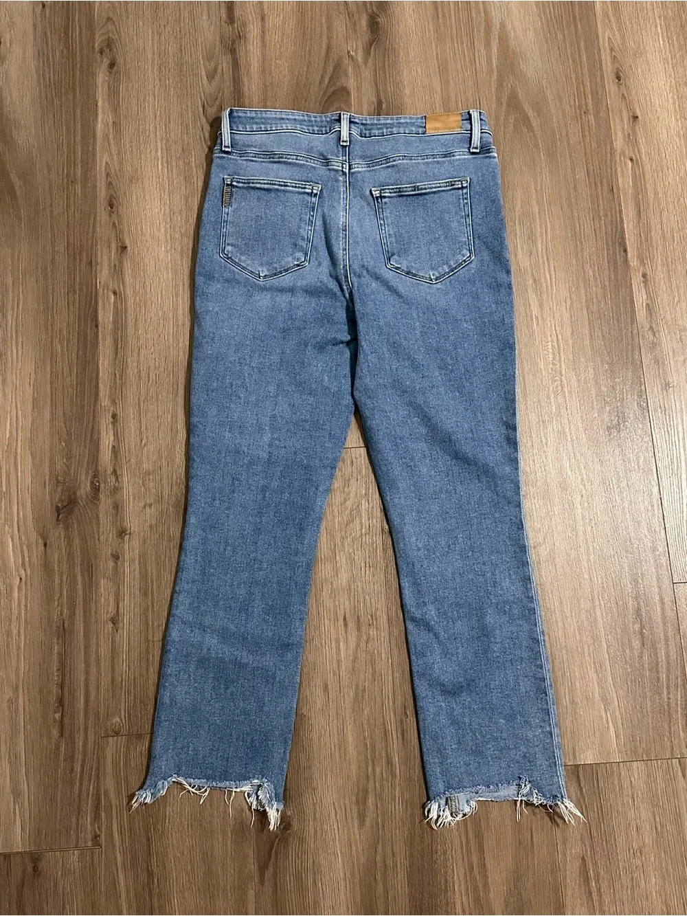 PAIGE Cindy Blue Straight Leg Frayed Jeans